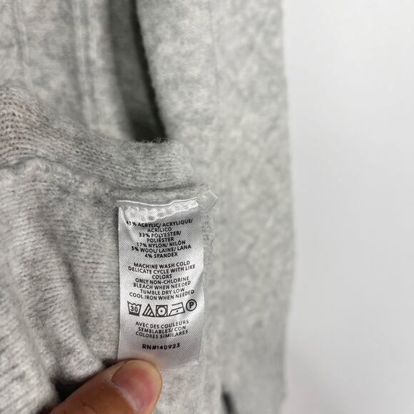 New LOFT XSmall XS Light Gray Cable Sweater Dress Long Blouson Sleeve Wool Blend - Picture 7 of 9